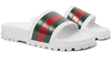 gucci white pool slides|best deals on gucci slides.